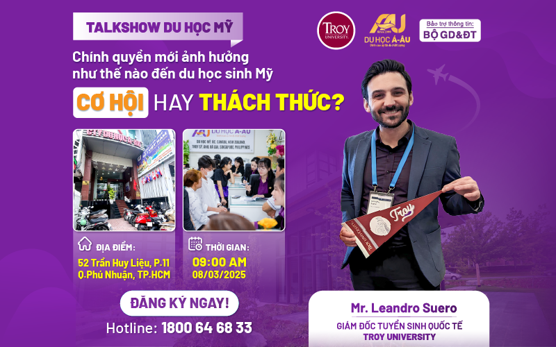 TALKSHOW DU HỌC MỸ: CHÍNH QUYỀN MỚI ẢNH HƯỞNG NHƯ THẾ NÀO ĐẾN DU HỌC SINH MỸ: CƠ HỘI HAY THÁCH THỨC?