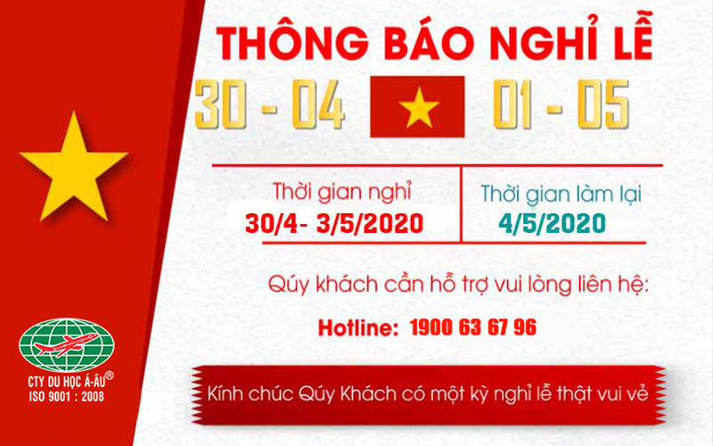 Thông báo Nghỉ lễ 30-4 và 1-5