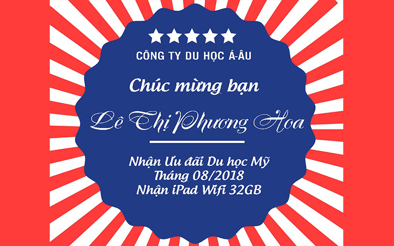 Chúc Mừng Học Sinh Nhận Ưu Đãi Du Học Mỹ Tháng 08/2018