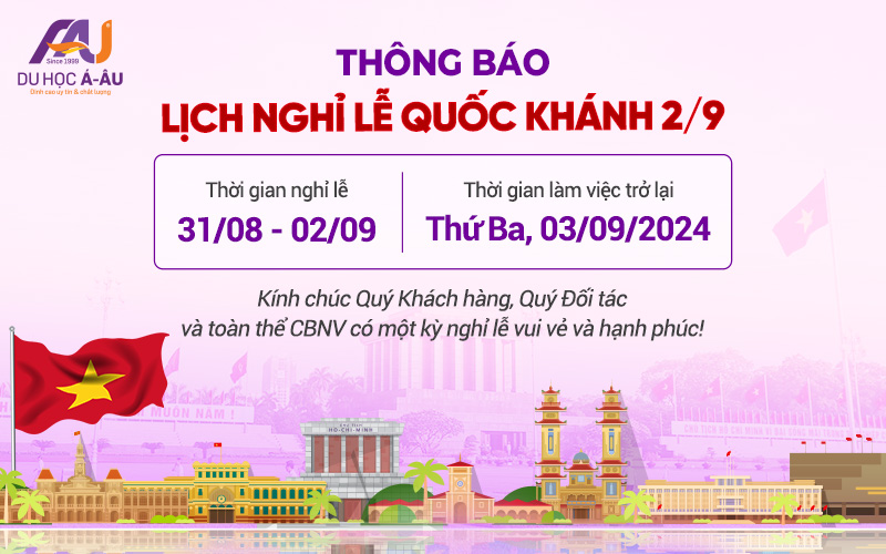 THÔNG BÁO LỊCH NGHỈ LỄ QUỐC KHÁNH 2/9/2024