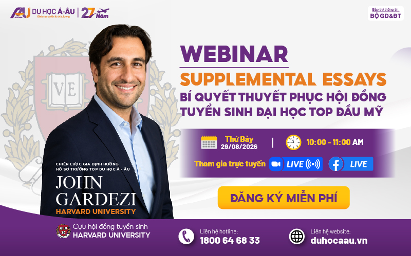 [WEBINAR] SUPPLEMENTAL ESSAYS: BÍ QUYẾT THUYẾT PHỤC HỘI ĐỒNG TUYỂN SINH ĐẠI HỌC TOP ĐẦU MỸ