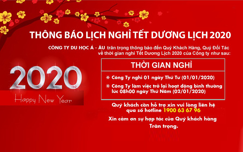 Thông báo Nghỉ Tết Dương lịch 2020